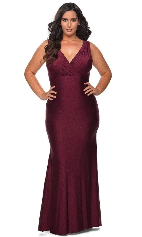 Epic Deals La Femme - 29016 Sleeveless V-Neck Long Modest Prom Jersey Gown