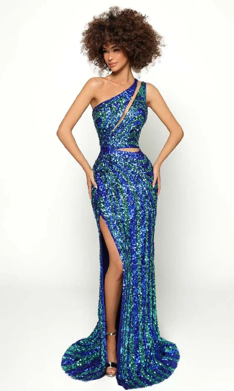 Special Discount Tarik Ediz - 51187 Sequin Asymmetrical Evening Dress