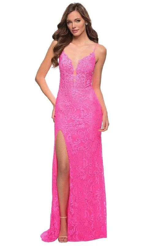 Unbeatable Prices La Femme - 29987 Lace High Slit Evening Dress