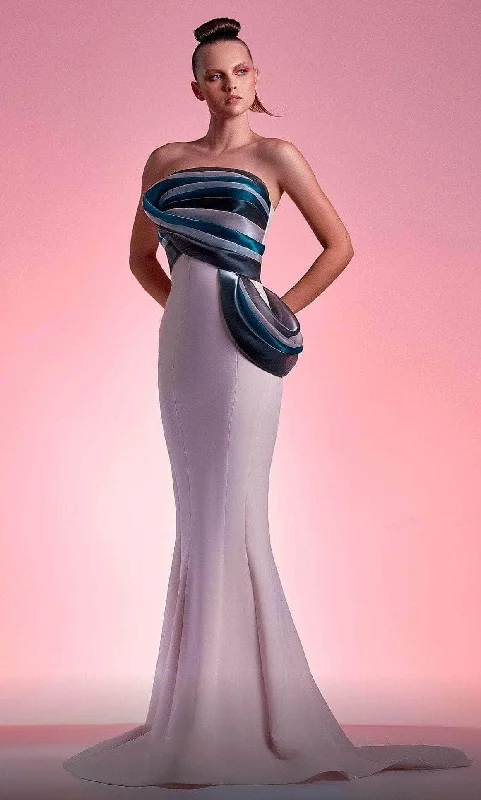 Deal Mania MNM Couture G1203 - Strapless Trumpet Pleated Gown