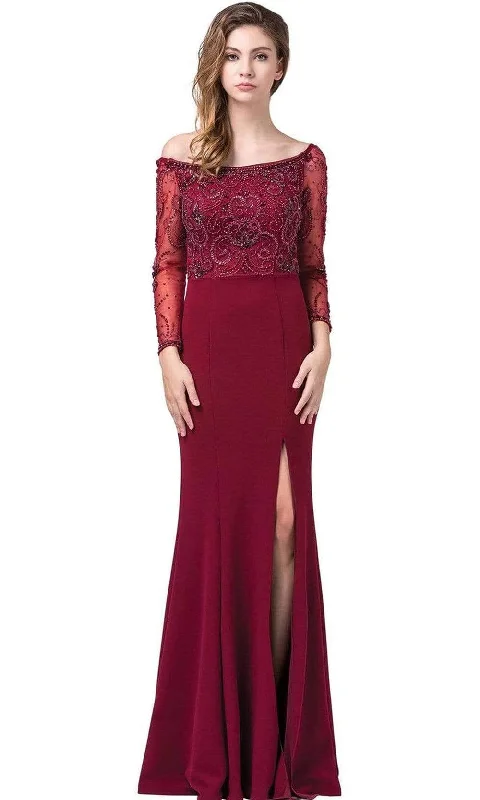 New Arrival Dancing Queen - 2672 Embellished Long Sleeve Bateau Sheath Gown