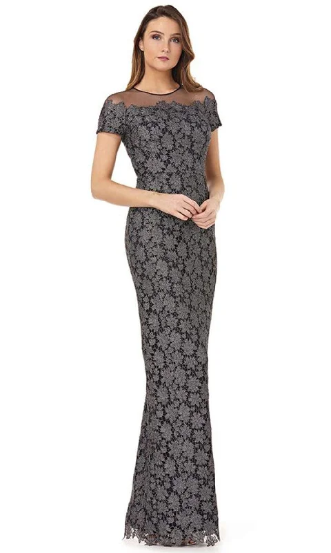 Deep Discounts JS Collections - 866683 Floral Lace Illusion Jewel Sheath Dress