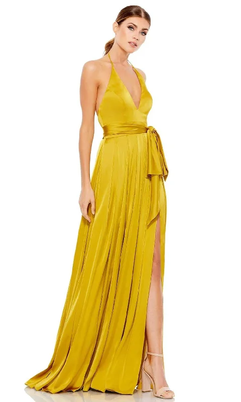 Seasonal Sale Ieena Duggal - 26531 Halter V-Neckline High Leg Slit Junior Prom Gown