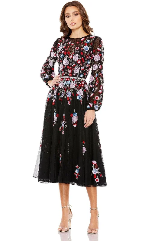 Mega Sale Mac Duggal 5712 - Floral Long Sleeve Knee-Length Dress