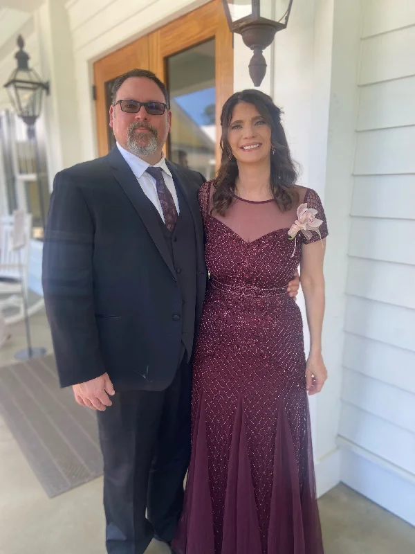 Stock Up and Save Adrianna Papell Hand Beaded Dark Burgundy Gown