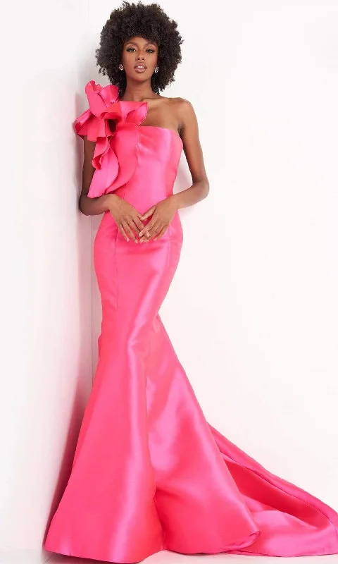 Savings Galore JVN by Jovani - JVN00650 Oversized Floral Detail One Shoulder Junior Prom Gown