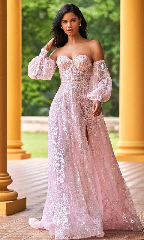 Best Seller Sherri Hill - 55017 Sweetheart Detachable Sleeve Plus Size Prom Dress
