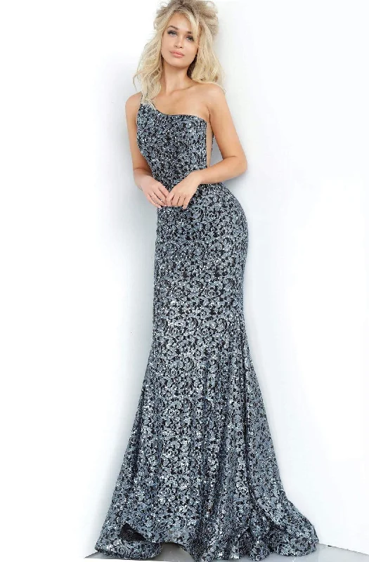 Price Rollback Jovani - 3927 Lace One Shoulder Modest Prom Trumpet Dress