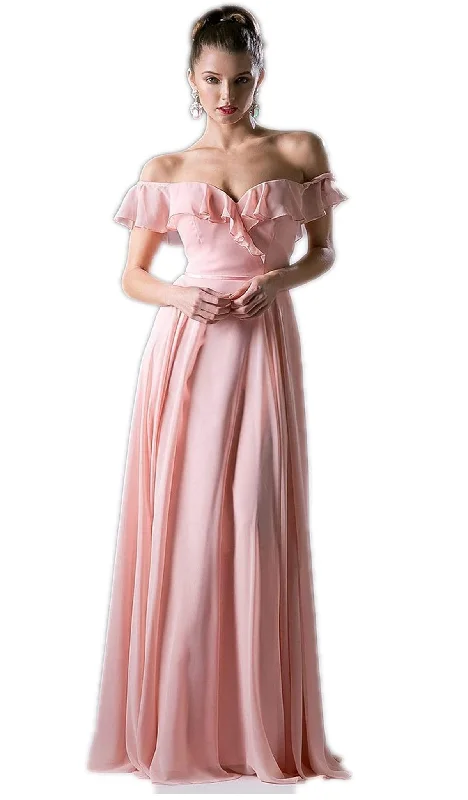 Midnight Madness Cinderella Divine - Ruffled Off-Shoulder A-line Dress