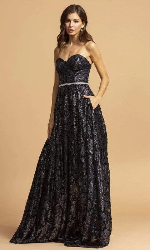 YEAR-End Sale Aspeed Design - D321 Strapless Jacquard Sweetheart Gown