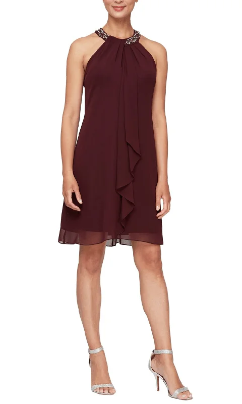 New Deals SLNY 111105 - Jeweled Mock Neck Dress