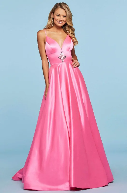 Discount Days Sherri Hill - 53312 Beaded Deep V-neck A-line Dress