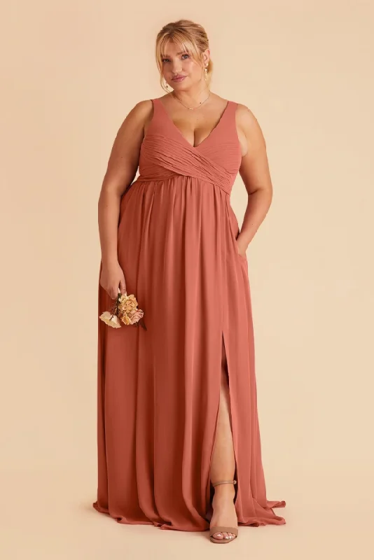 Huge Discounts Other Birdy Grey Laurie Empire Dress, Chiffon Terracotta