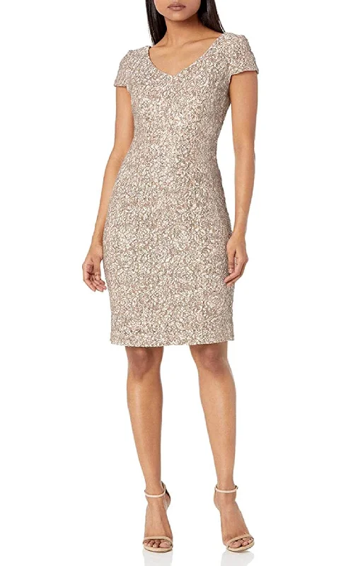 Shop and Save Alex Evenings 82122241 - Elegantly Simple Knee Length Dress