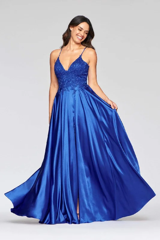 Final Clearance Faviana - S10400 Beaded Lace V Neck Flowy Satin Gown