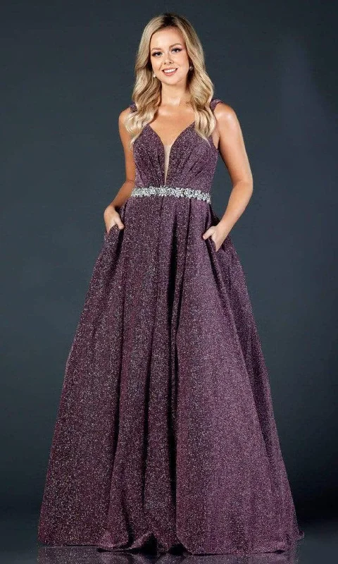 Clearance Event Aspeed Design - L2395 Embellished Waist A-Line Evening Dress