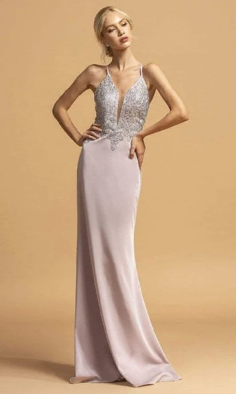 Markdown Madness Aspeed Design - L2184 Cross Back Sheath Evening Dress