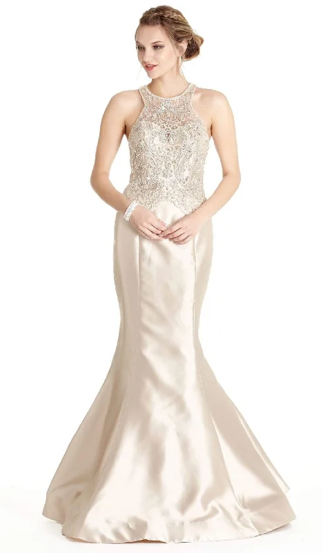 Massive Deals Aspeed Design - Bedazzled Halter Mermaid Evening Dress