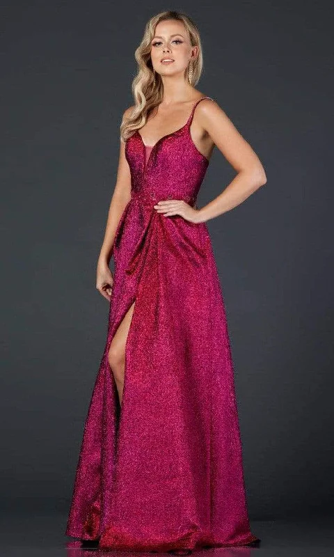 Price Blitz Aspeed Design - L2370 Thin Straps Plunging V-Neck A-Line Dress