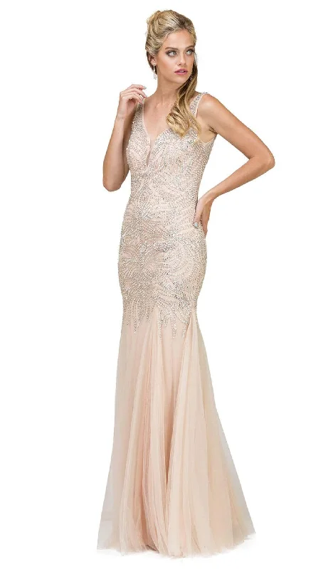 Holiday Sale Dancing Queen - 9978 Embellished V-Neck Trumpet Prom Dress