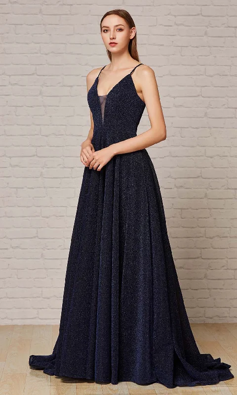 Savings Galore J'Adore Dresses - J18007 Deep V Neck Long A-line Gown