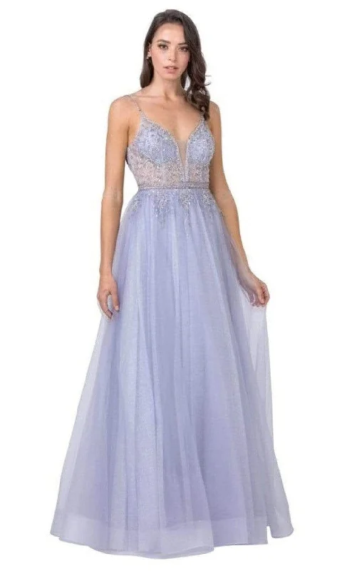 Extra Savings Aspeed Design - L2431 Plunging V-Neck Beaded Dress
