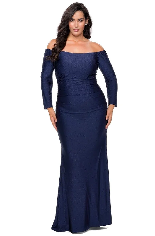 Year-End Clearance La Femme - 28881 Off-Shoulder Long Sleeves Plus Size Prom Dress
