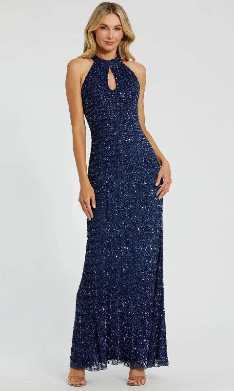 Weekend Deal Mac Duggal 23018 - High Halter Sequin Lattice Evening Dress