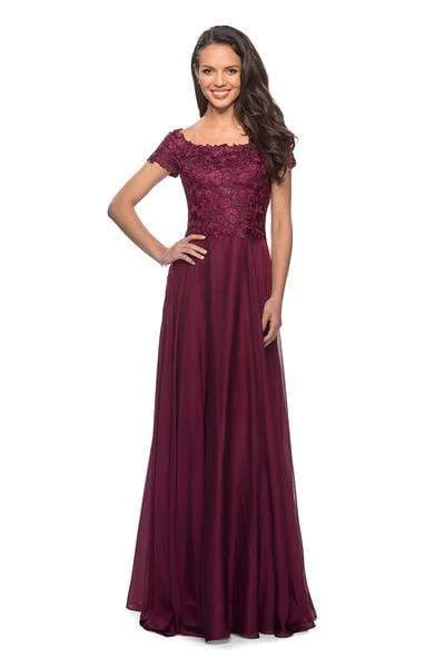 One-DAY Sale La Femme - 26550 Lace Bateau Chiffon A-line Dress