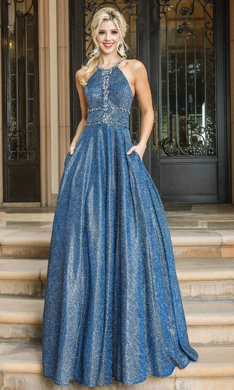 Deal Dash Dancing Queen - 4008 Embellished Halter A-line Dress