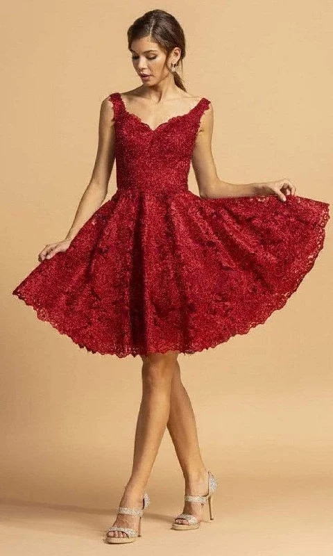 Price Break Aspeed Design - S2123 Scoop Back Lace A-Line Dress