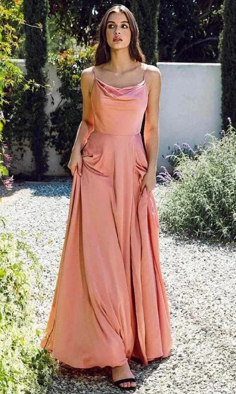 Markdowns Eureka Fashion 9916 - Seamed Sleeveless Cowl Neck Long Gown