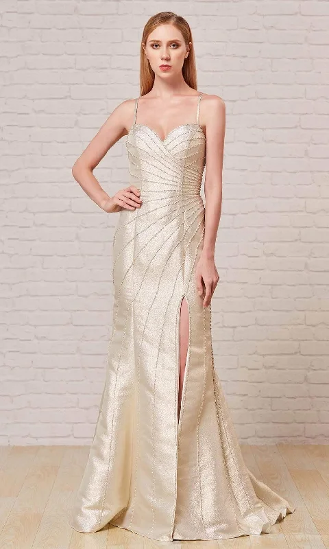 Super Sale J'Adore Dresses - J18047 Bead-Trimmed High Slit Mermaid Gown