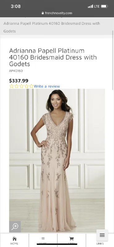 Epic Deals Adrianna Papell 40160 platinum bridesmaids dress with godets