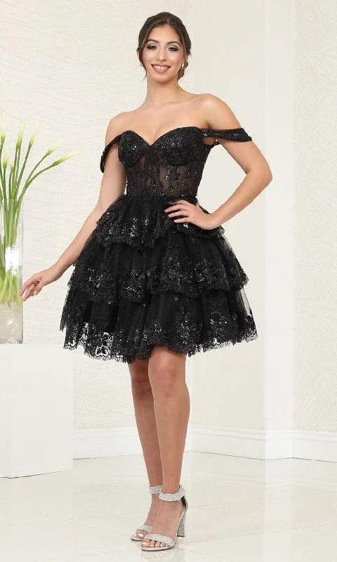 Quick Sale May Queen MQ2094 - Tiered A-Line Cocktail Dress