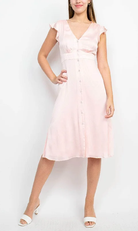 Major Savings Sage Collective ST01W60 - Ruffled Sleeve V-Neck Formal Dress