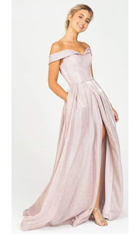 Limited Stock Eureka Fashion - 9808 Off Shoulder A-Line Gown with Slit