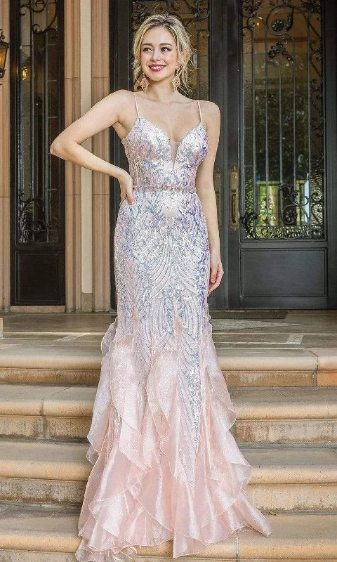 Special Promotion Dancing Queen - 4221 Plunging V-Neck Fit and Flare Dress