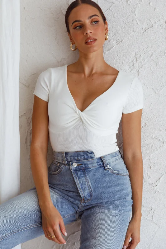 Big Savings Chase Your Bliss Twist Crop Top White