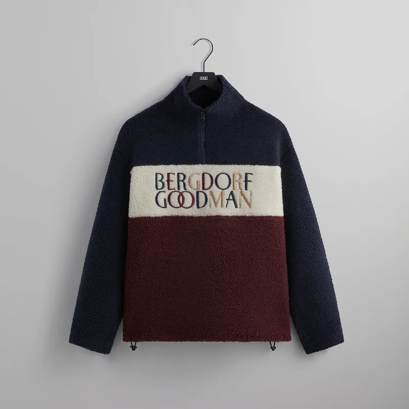 Closeout Kith for Bergdorf Goodman Heavy Sherpa Quarter Zip - Nocturnal