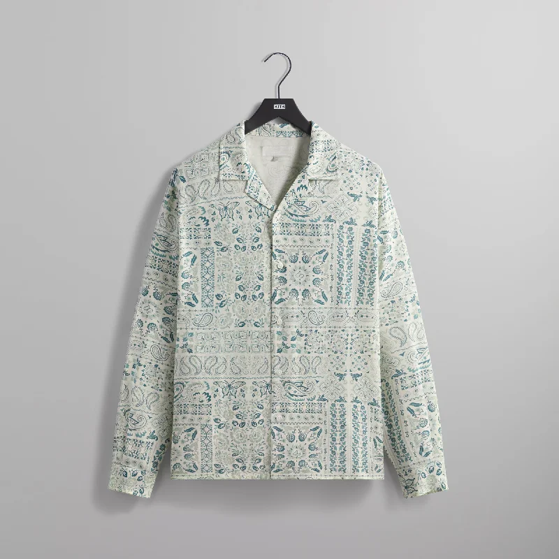 Don’t Miss Out Kith Silk Lyocell Long Sleeve Thompson Camp Collar Shirt - Tranquility