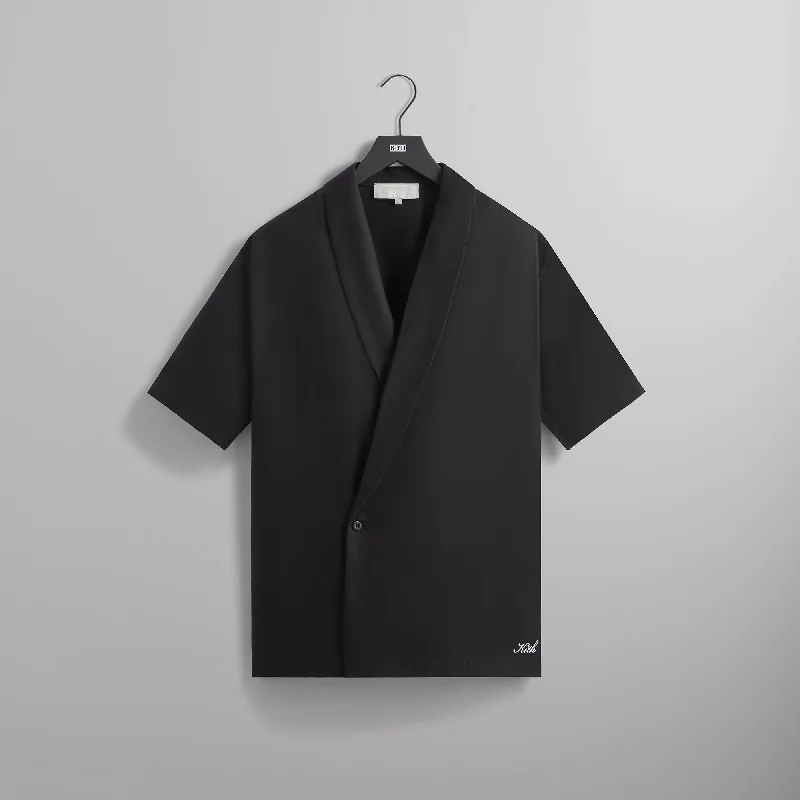 Online Only Kith Silk Cotton Thompson Crossover Shirt - Black