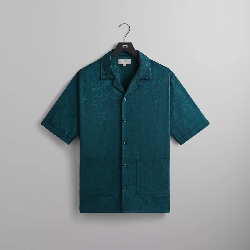 Shop and Save Kith Jacquard Faille Short Sleeve Reade Shirt - Chronicle