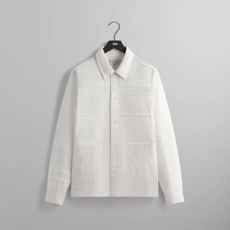 Now or Never Kith Mixed Embroidery Boxy Collared Overshirt - White