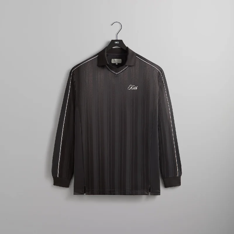 Sale Event Kith Pinstripe Tricot Panelled Tap In Polo - Black Oyster