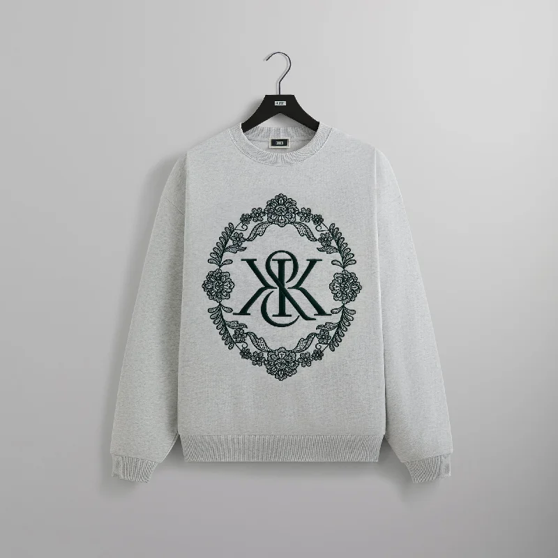 Blowout Deals Kith Floral Lace Nelson Crewneck - Light Heather Grey
