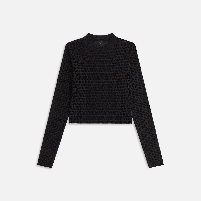 Massive Deals Kith Women Mulberry Monogram Mesh Long Sleeve Tee - Black