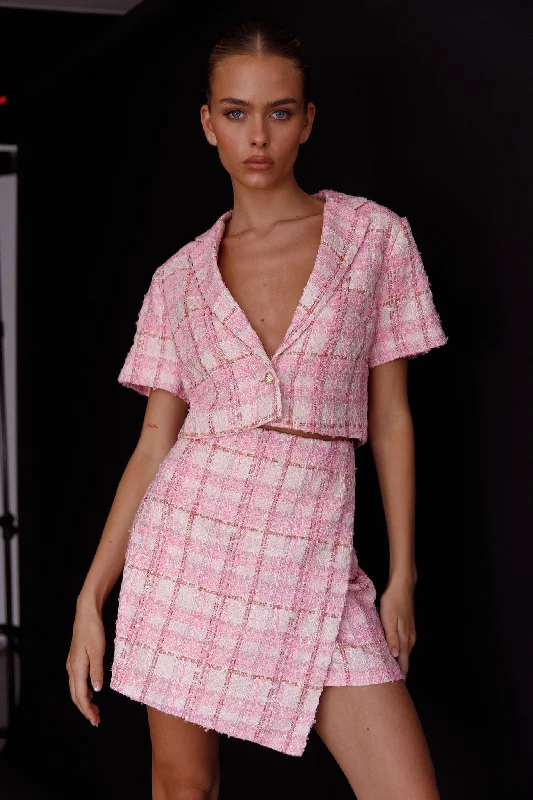 Season Finale Sale Main Character Crop Top & Skirt Set Pink Multi