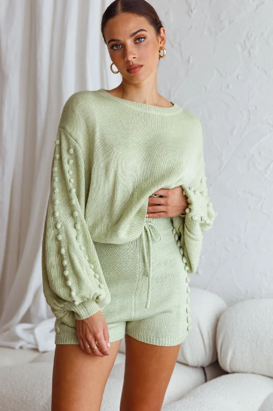 Final Clearance Modesto Long Balloon Sleeve Knit Sweater Apple