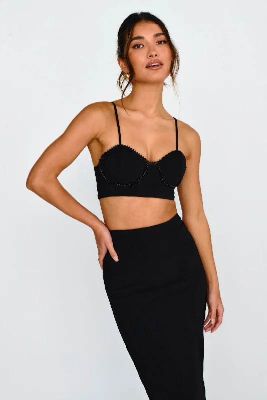 Extra Savings Next To You Bead Trim Crop Top Black
